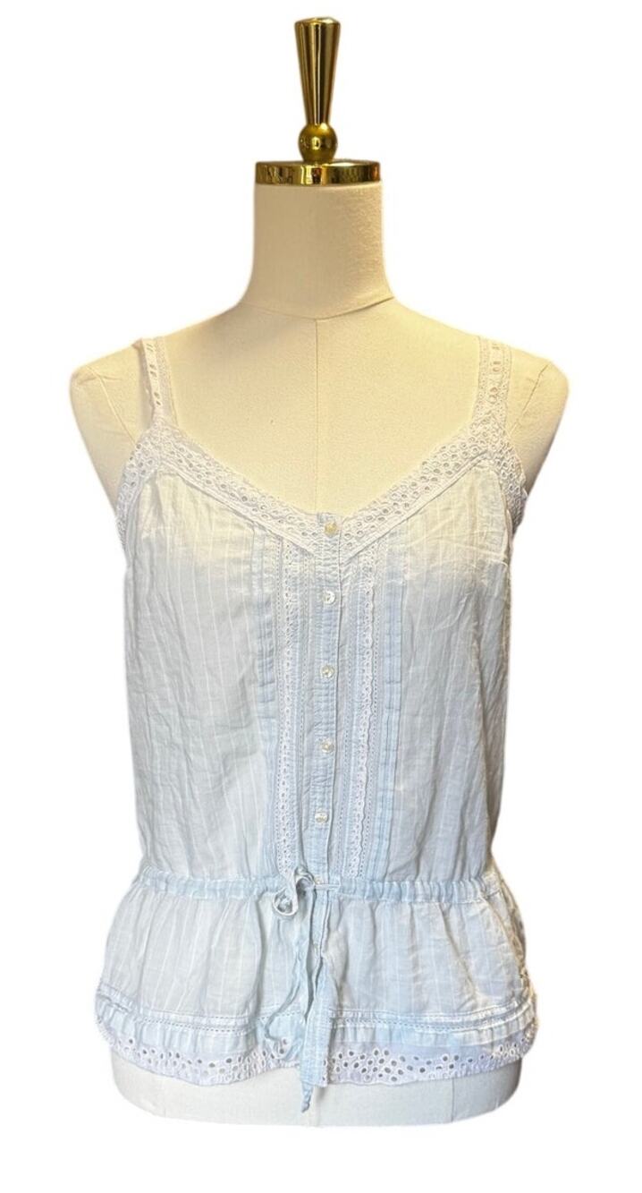 Abercrombie & Fitch Pale Aqua Blue Cami Top with Lace Trim Size M